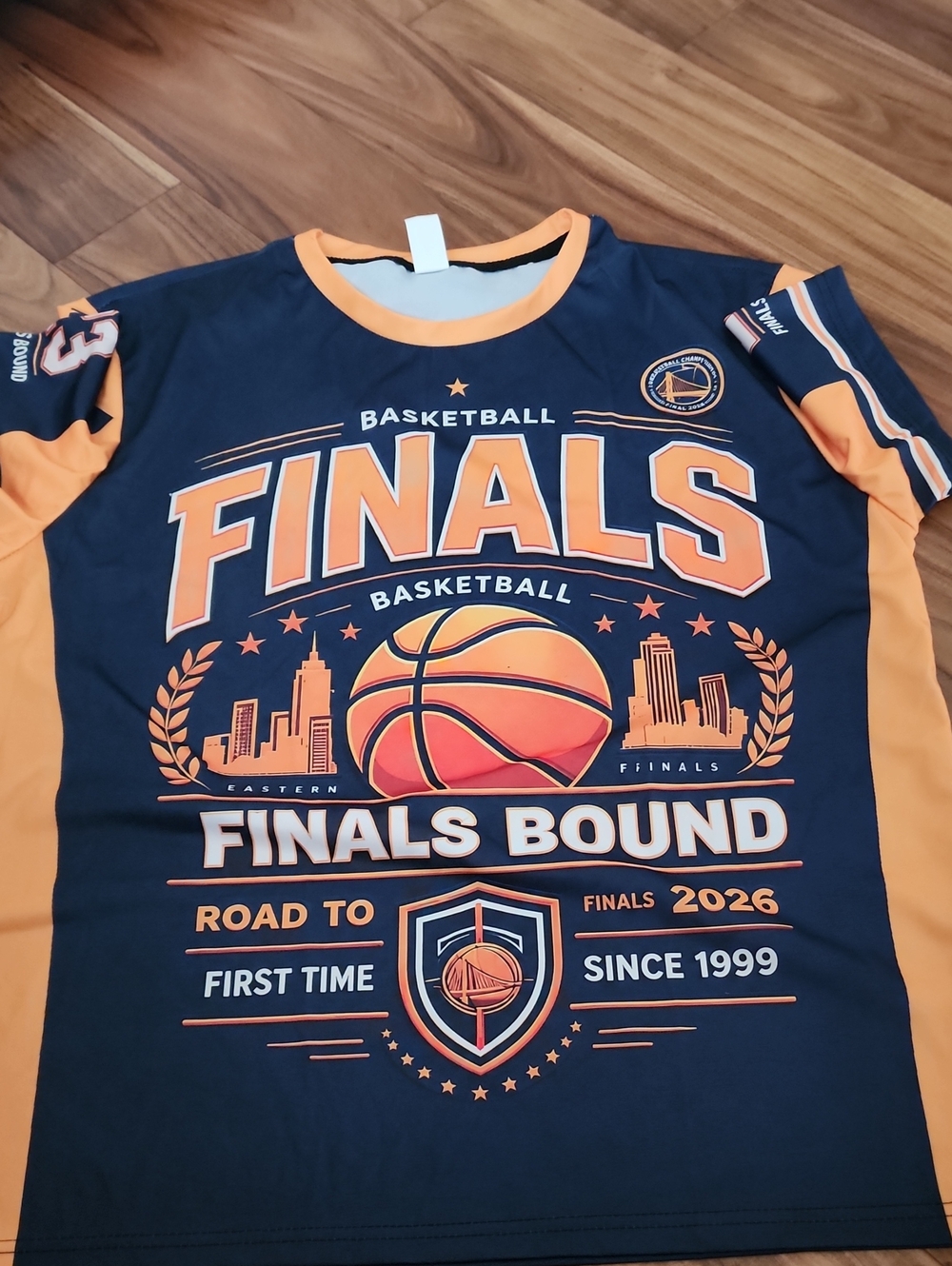 New York Knicks Basketball Finals Graphic Tee - Navy & Orange